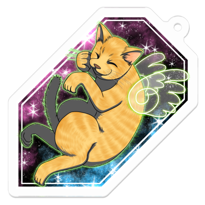 なぜか宇宙ネコ！アクリルキーホルダー - 50 x 50 (mm)
