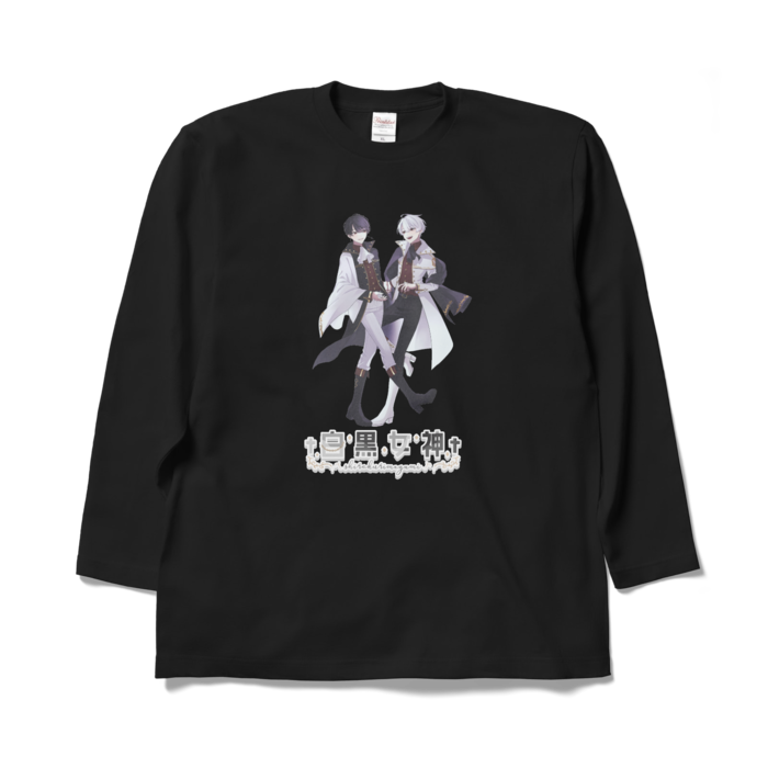 白黒女神ロゴ有りロングスリーブTシャツ - XL - ブラック