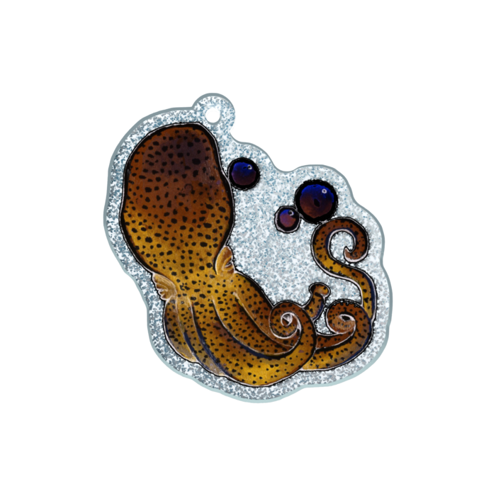 ラメアクリルキーホルダー - 50 × 50mm　青蛸