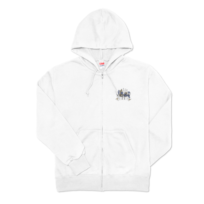 ジップパーカーA　白色　M