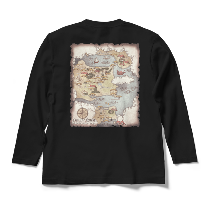 背面マップロングスリーブTシャツ - M - ブラック