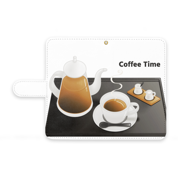 手帳型Androidケース　ストラップ穴あり　白色　M（中）