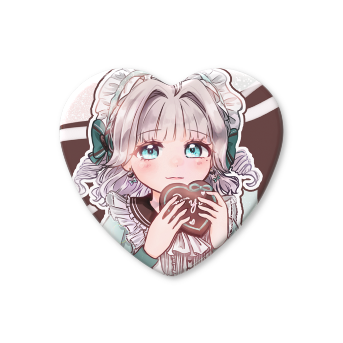 ハート缶バッジ - 57 × 52.5mm