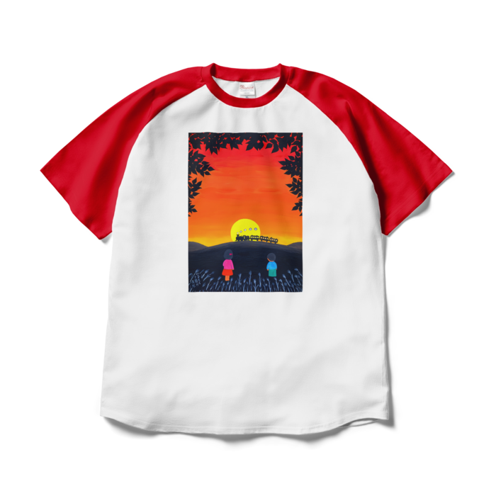 ラグランTシャツ - XL - ホワイト×レッド