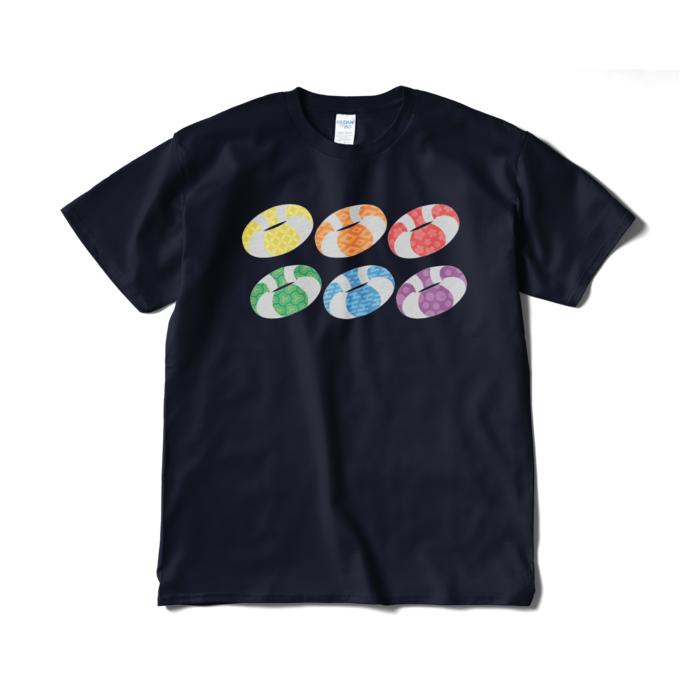 和柄浮き輪Tシャツ(短納期) - XL - ネイビー