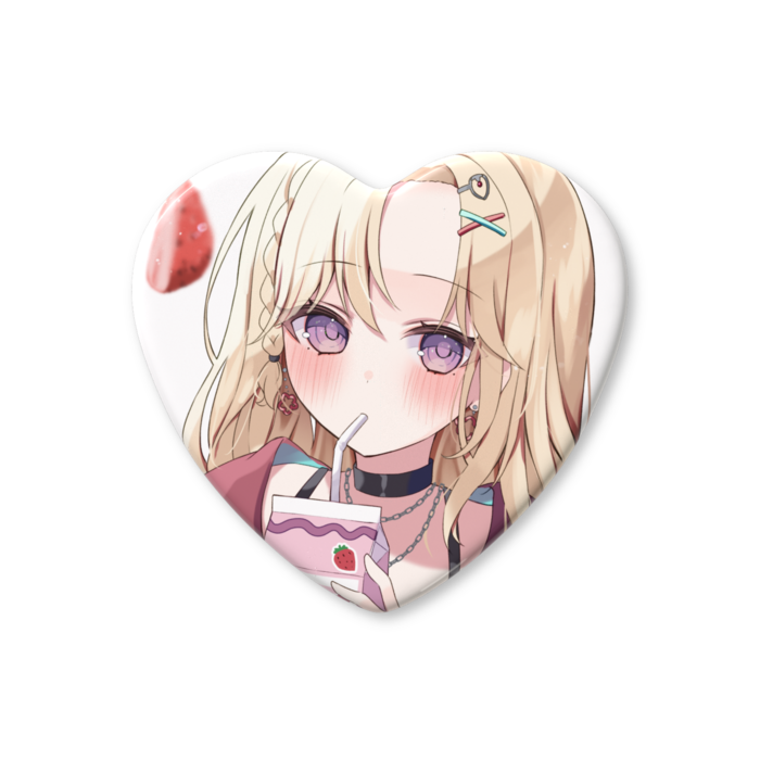ハート缶バッジ - 57 × 52.5mm