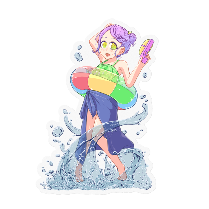 浮き輪＆パレオステッカー - 100 x 100 (mm)