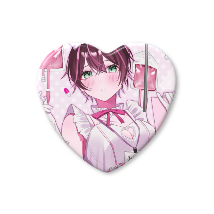 ハート缶バッジ - 57 × 52.5mm