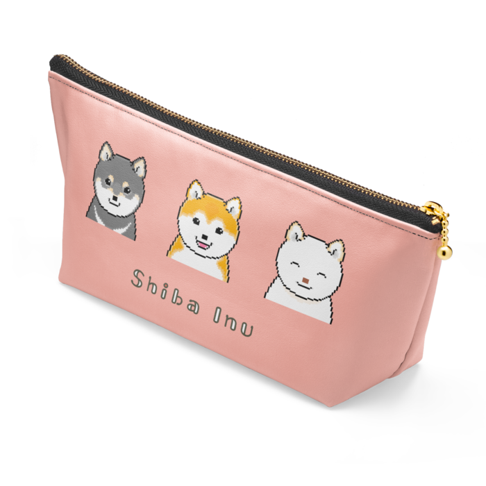 [ピンク] 柴犬ポーチ - 長さ21.5cm / 高さ10cm /[Pink] Shiba Inu Pouch