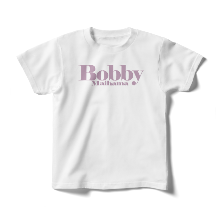 BobbyのキッズTシャツ（ホワイト / ロゴ:ライトパープル） - 140cm