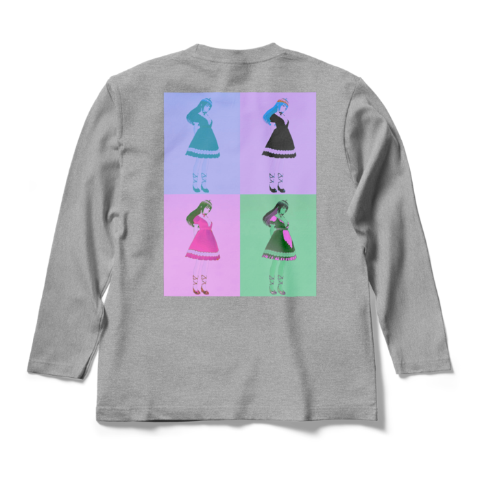 灰ロングスリーブTシャツ - M - (紫模様)