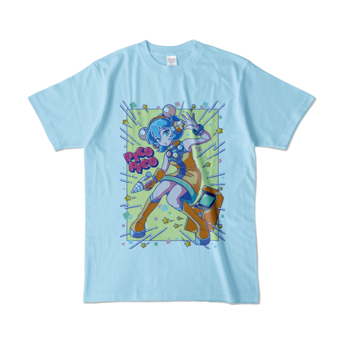 80sレトロポップ「ピコナ」TシャツTシャツ - L - ライトブルー (淡色)