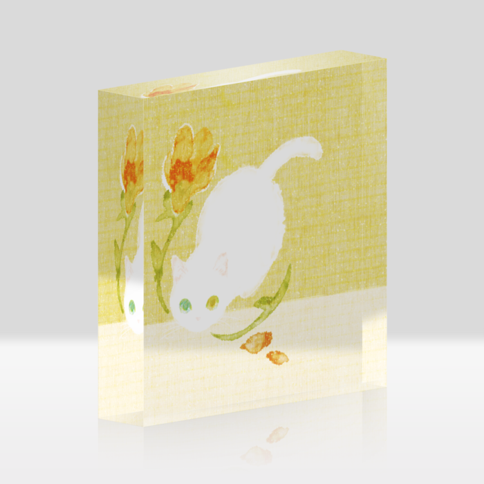 アクリルブロッククリア黄 - 100x100mm
