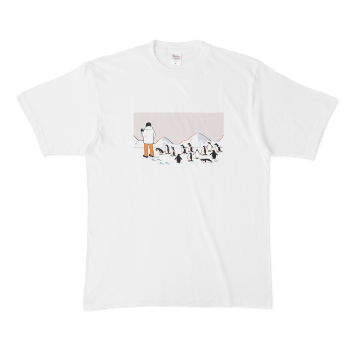 Tシャツ　灰色（グレー）×白色（ホワイト）　XL