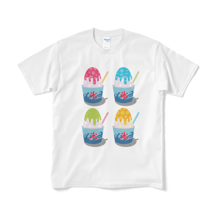 和柄かき氷Tシャツ（短納期） - M - ホワイト