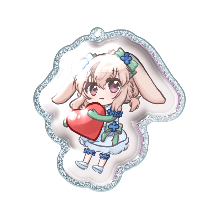 ラメアクリルキーホルダー【赤ハート】 - 70 × 70mm