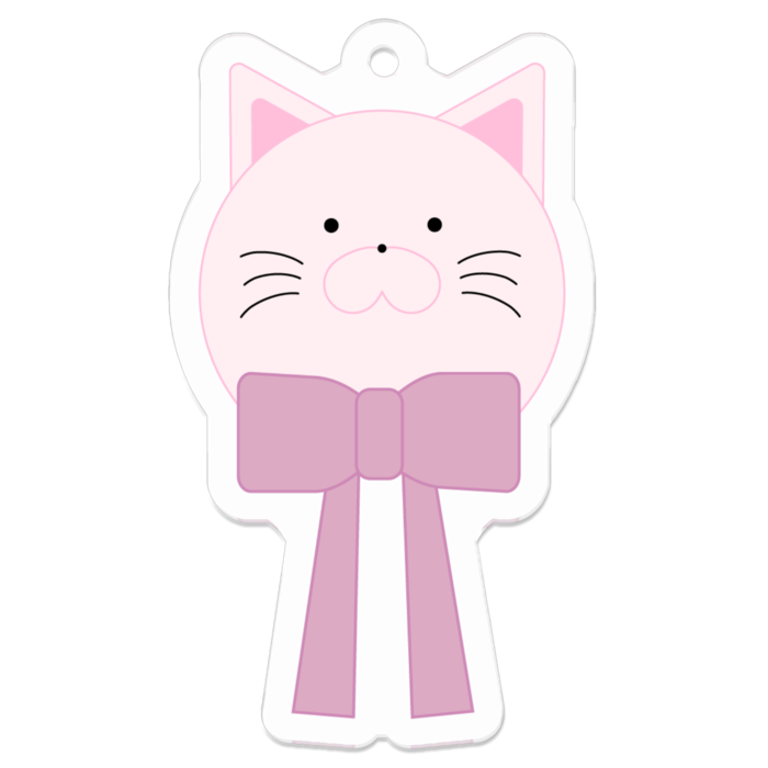 ねこちゃん髪飾り・リスナー【アクリルキーホルダー】- 50 x 50