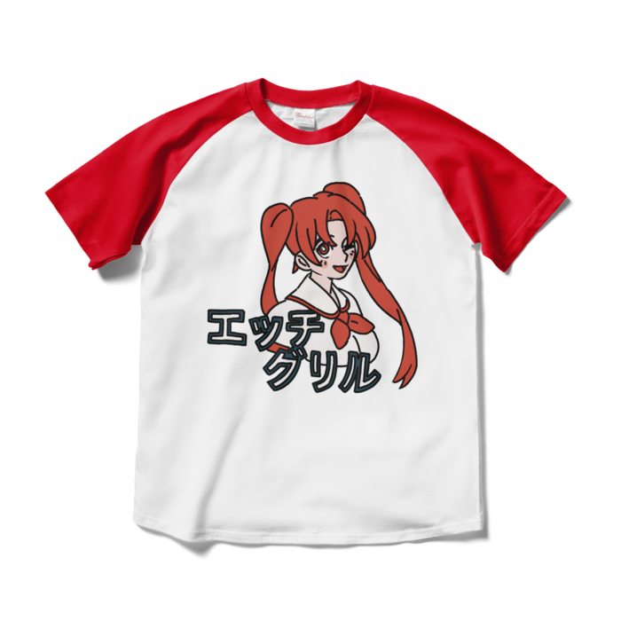 ラグランTシャツ - M - ホワイト×レッド