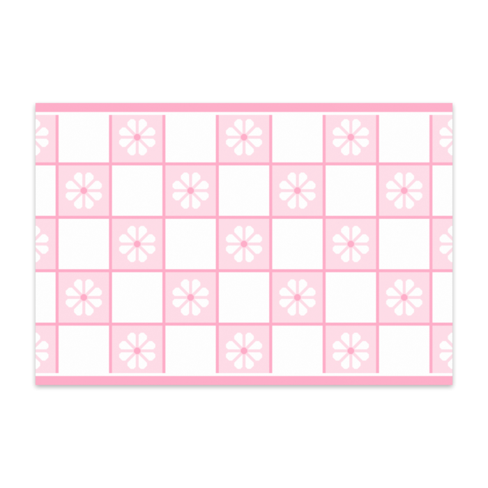 八枚花&市松模様のポストカード(ピンク系)
