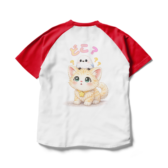 ラグランTシャツ - L - ホワイト×レッド