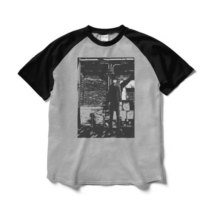 ラグランTシャツ - L - 杢グレー×ブラック