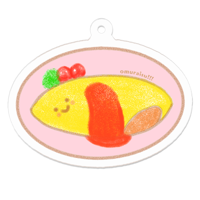 アクリルキーホルダー - 50 x 50 (mm)(おむらいす)