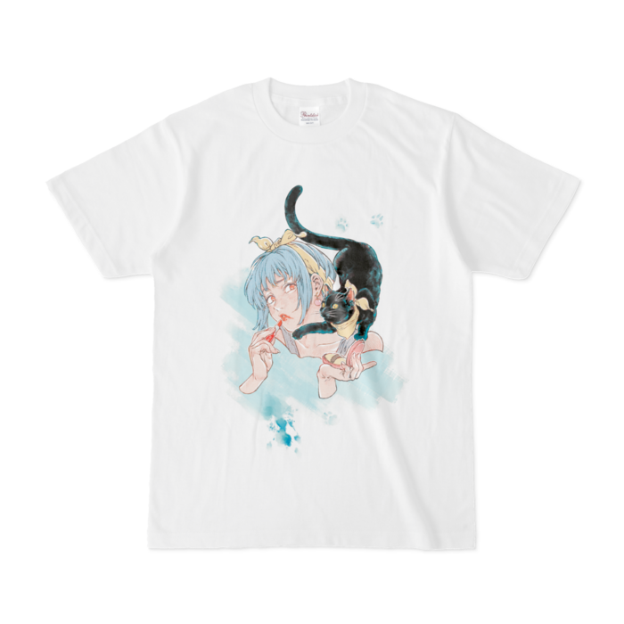 Tシャツ - S - 白(水色)
