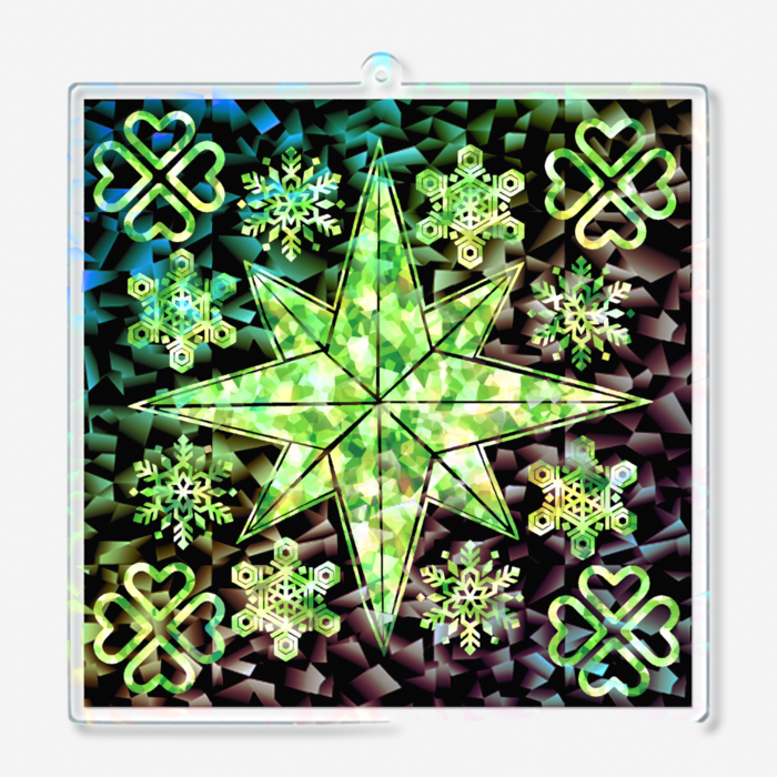 ホログラムアクリルキーホルダー - 100 × 100mm(ペリドット)