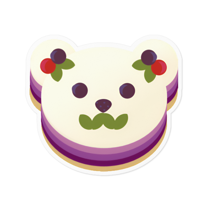 くまさんのレアチーズケーキ ブルーベリーver ステッカー bear-white BOOTH