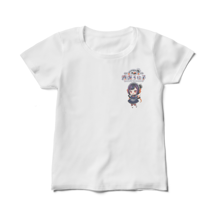 胸に小さく背中にドーン レディースTシャツ - M - 白