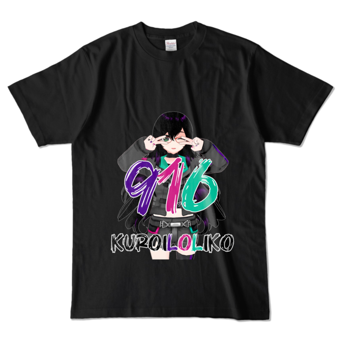 916TシャツカラーTシャツ - L - ブラック (濃色)