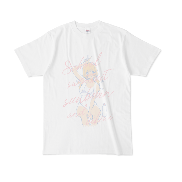 Tシャツ - L - 白【ピンク】