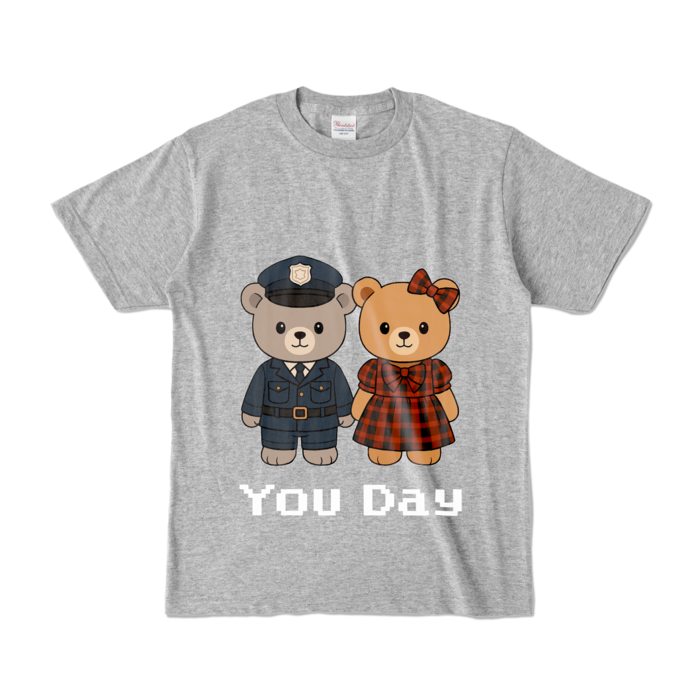 カラーTシャツ - S - 杢グレー (濃色)  - 文字ホワイト