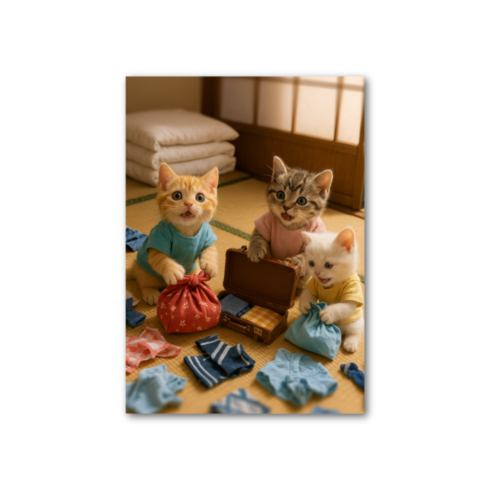 帰り支度をする子猫たち　フォト風カード - 縦 - 片面(4)