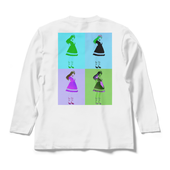 白ロングスリーブTシャツ - M - (青模様)