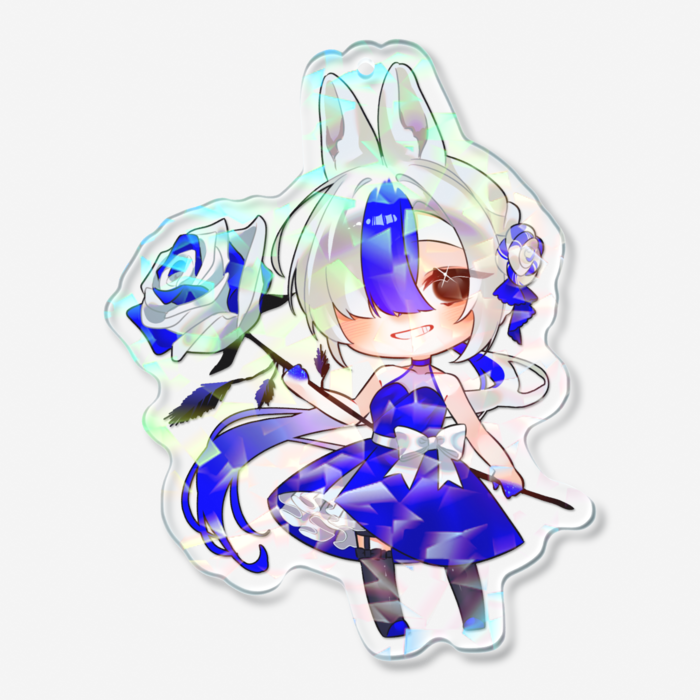 ホログラムアクリルキーホルダー - 70 × 70mm クリスタル