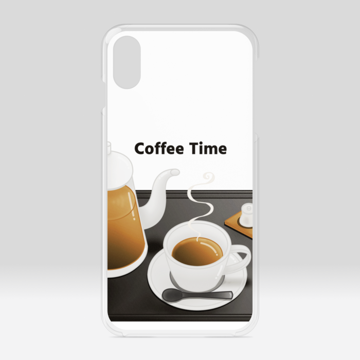 クリアiPhoneケース　珈琲×白背景　iPhone XSMax