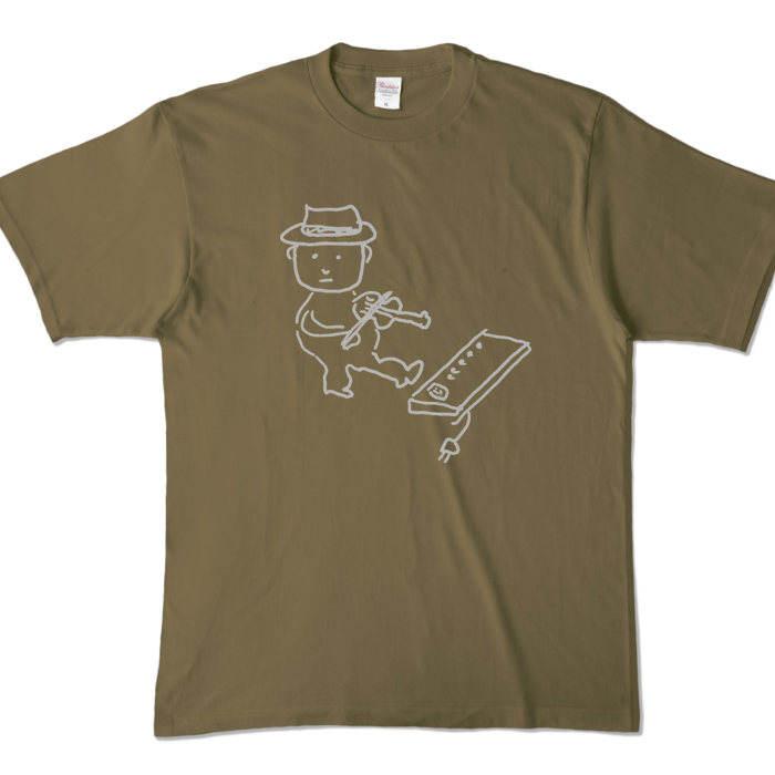 Tシャツ - XL - オリーブ (濃色)-キャラ大
