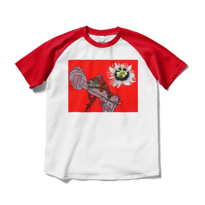 ラグランTシャツ - M - ホワイト×レッド