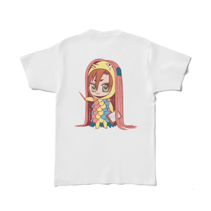 Tシャツ - L - 白_こたアマビエちゃん(背面)