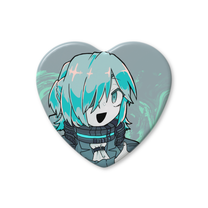 ハート缶バッジ - 57 × 52.5mm