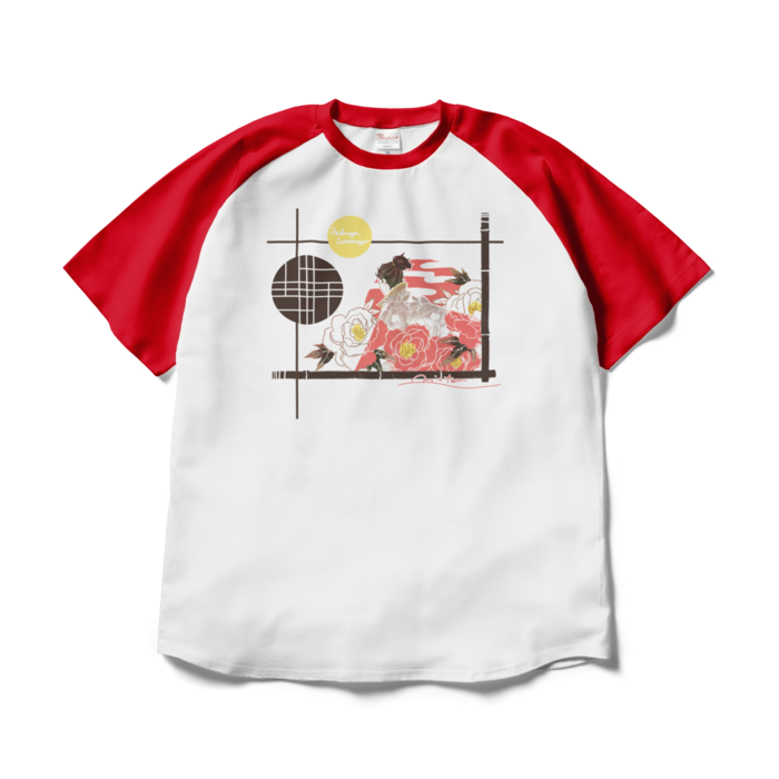 ラグランTシャツ - XL - ホワイト×レッド(1)