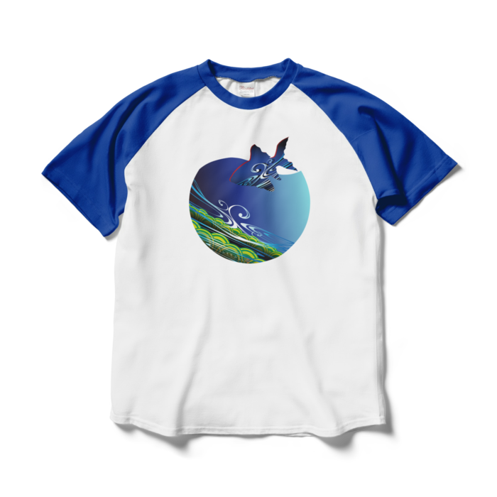 ラグランTシャツ - L - ホワイト×ロイヤルブルー