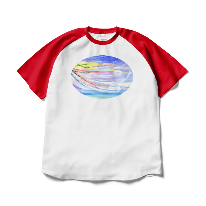 ラグランTシャツ - XL - ホワイト×レッド