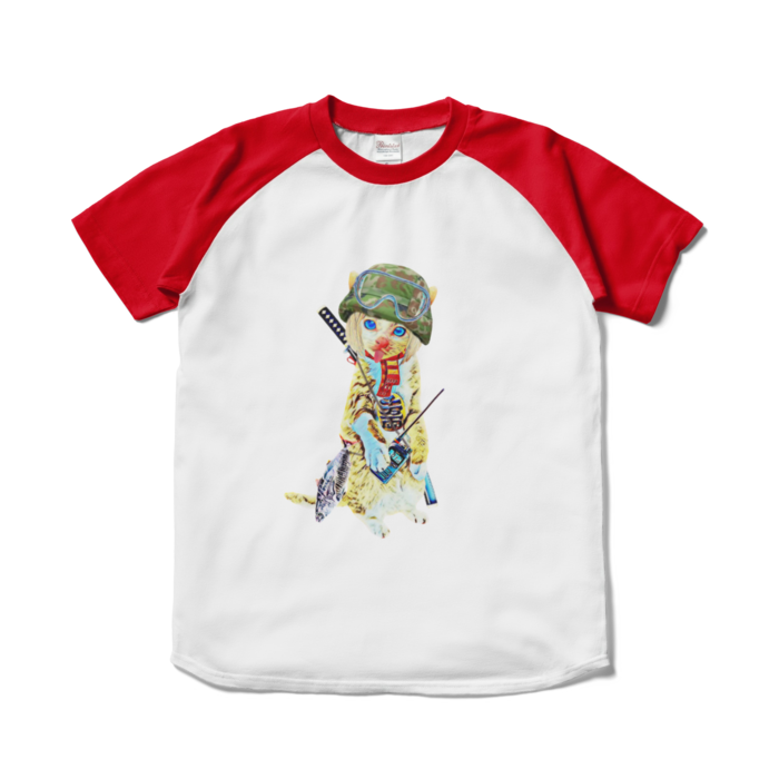 ラグランTシャツ - S - ホワイト×レッド