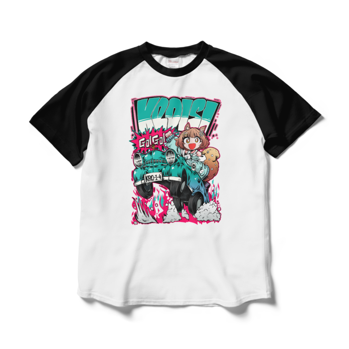 ラグランTシャツ - L - ホワイト×ブラック