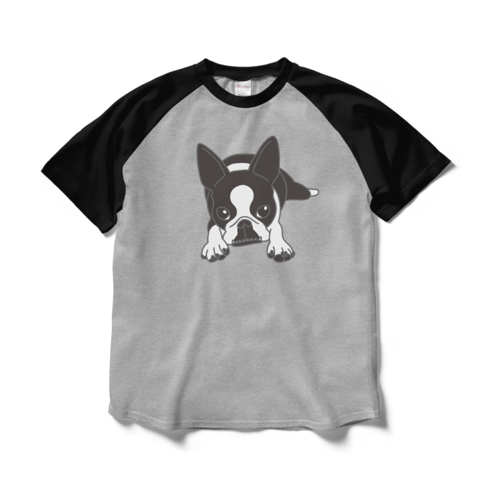 ラグランTシャツ - L - 杢グレー×ブラック