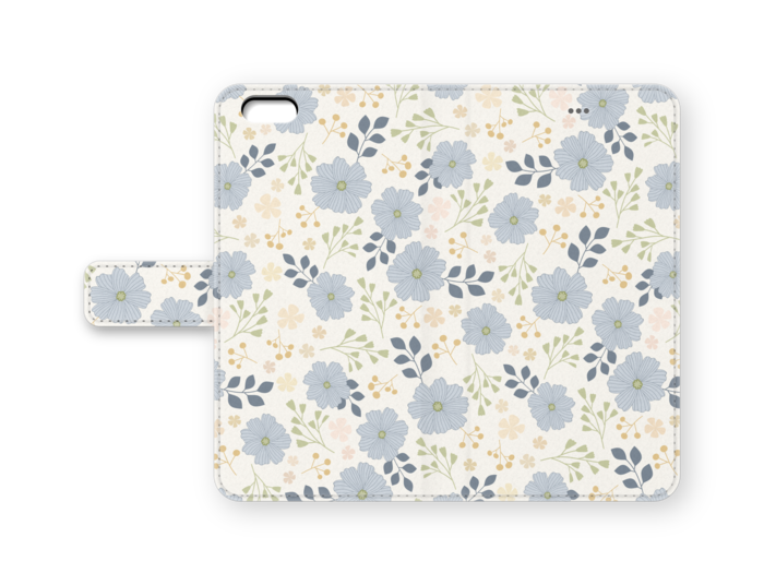 手帳型iPhoneケース Blue Flower - iPhone6 Plus