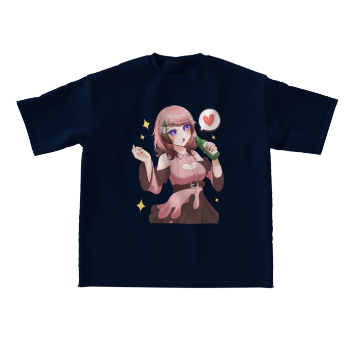 ネイビー　酔いどれTシャツ - L - 