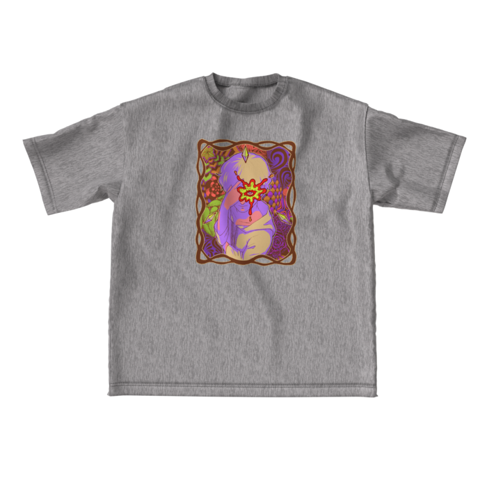 ビッグシルエットTシャツ - L - 正面 - ミックスグレー